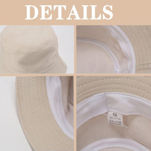 Unisex Cotton Bucket Hat Pack of 3 UV Sun Protection Foldable Casual Outdoor main image 7